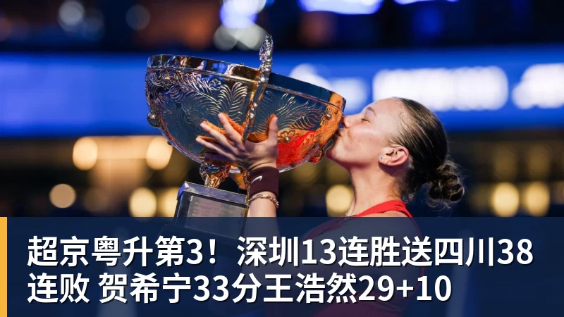kaiyun体育超京粤升第3!深圳13连胜送四川38连败 贺希宁33分王浩然29+10